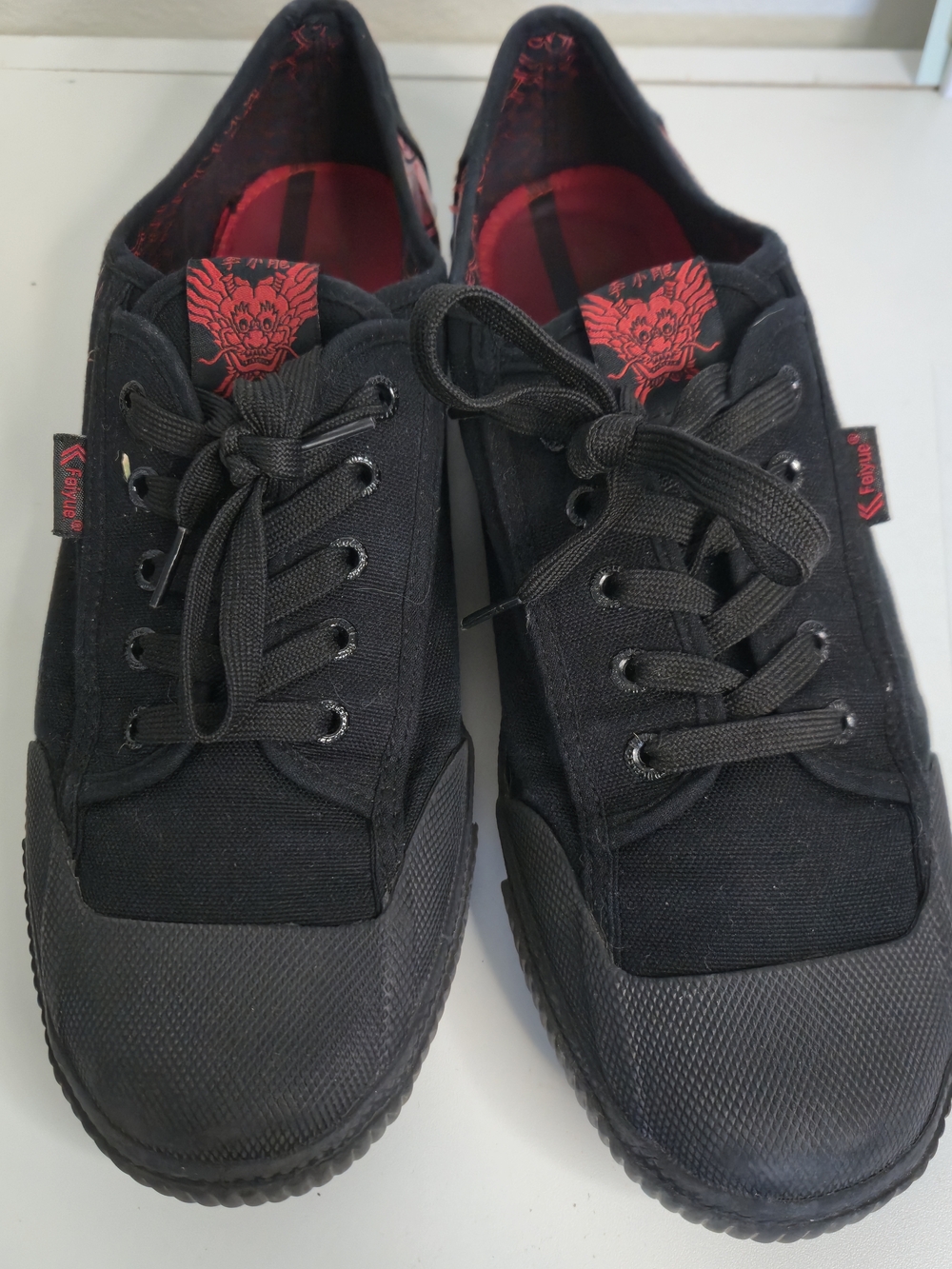 Feiyue Bruce Lee Black Red Dragon Shoes size 12M 0552